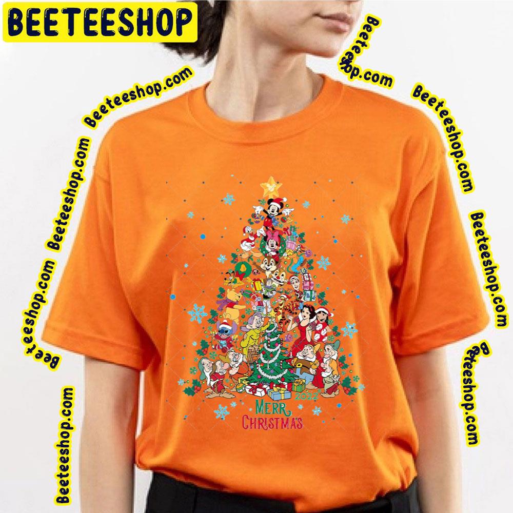 Disney Characters Christmas Tree Trending Unisex T-Shirt Disney Characters Christmas Tree Trending Unisex T-Shirt