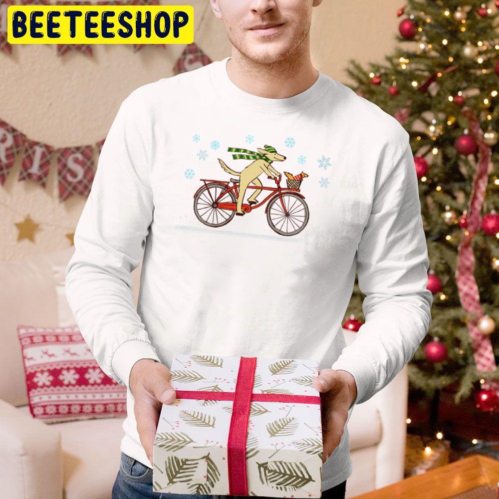 Dog Riding Bicycle With Squirrel Winter Holiday Trending Unisex Hoodie Dog Riding Bicycle With Squirrel Winter Holiday Trending Unisex Hoodie