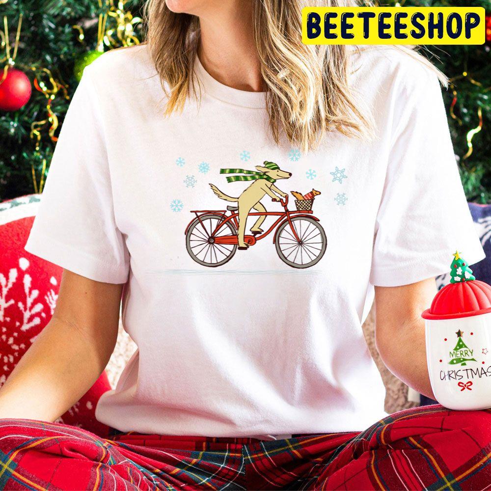 Dog Riding Bicycle With Squirrel Winter Holiday Trending Unisex Hoodie Dog Riding Bicycle With Squirrel Winter Holiday Trending Unisex Hoodie