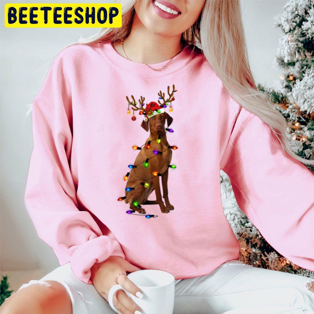 Funny Dog Vizsla Christmas Reindeer Christmas Lights Led Trending Unisex Hoodie Funny Dog Vizsla Christmas Reindeer Christmas Lights Led Trending Unisex Hoodie