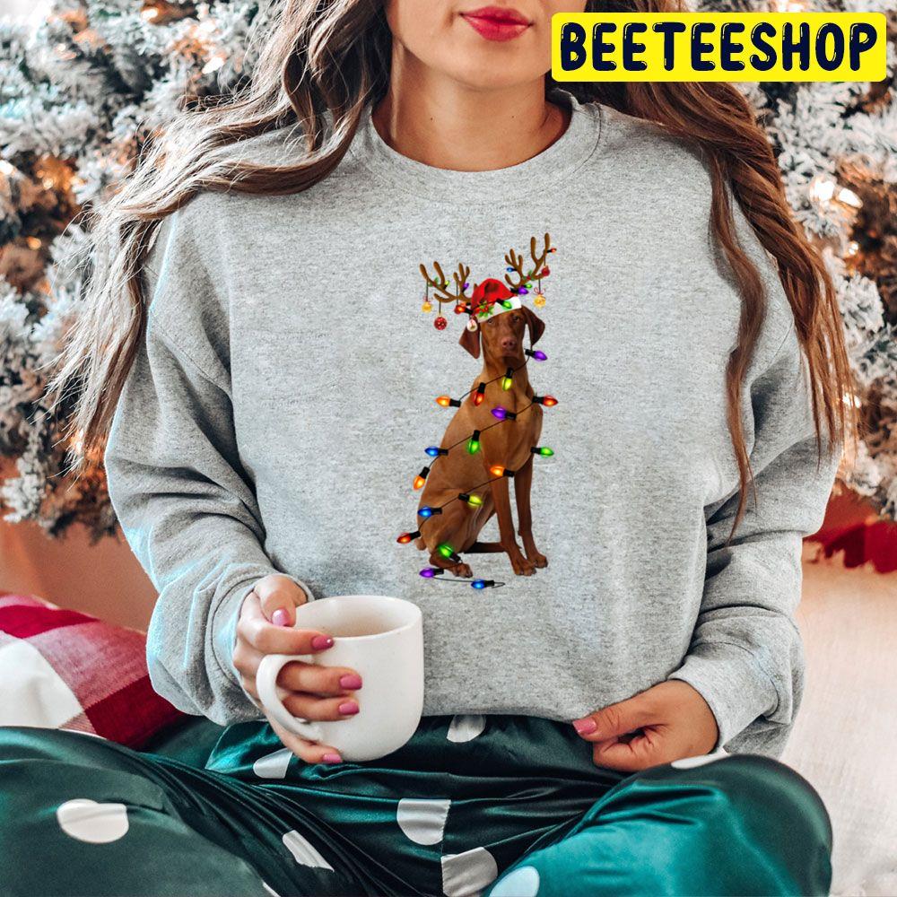 Funny Dog Vizsla Christmas Reindeer Christmas Lights Led Trending Unisex Hoodie Funny Dog Vizsla Christmas Reindeer Christmas Lights Led Trending Unisex Hoodie