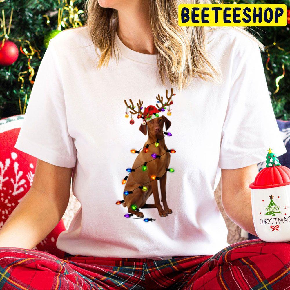 Funny Dog Vizsla Christmas Reindeer Christmas Lights Led Trending Unisex Hoodie Funny Dog Vizsla Christmas Reindeer Christmas Lights Led Trending Unisex Hoodie