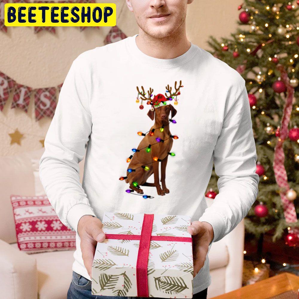 Funny Dog Vizsla Christmas Reindeer Christmas Lights Led Trending Unisex Hoodie Funny Dog Vizsla Christmas Reindeer Christmas Lights Led Trending Unisex Hoodie