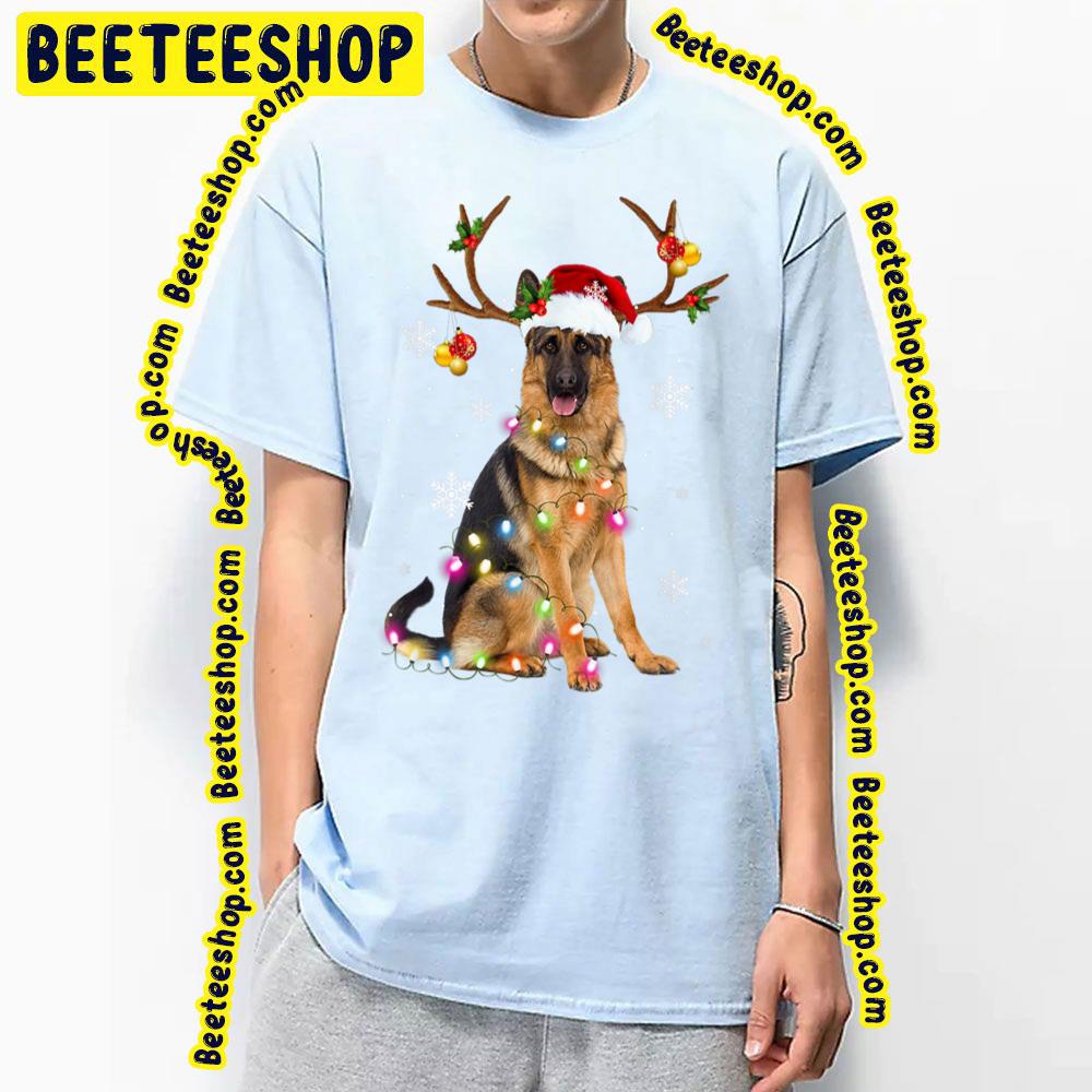 German Shepherd Christmas Reindeer Christmas Lights Pajama Trending Unisex T-Shirt German Shepherd Christmas Reindeer Christmas Lights Pajama Trending Unisex T-Shirt