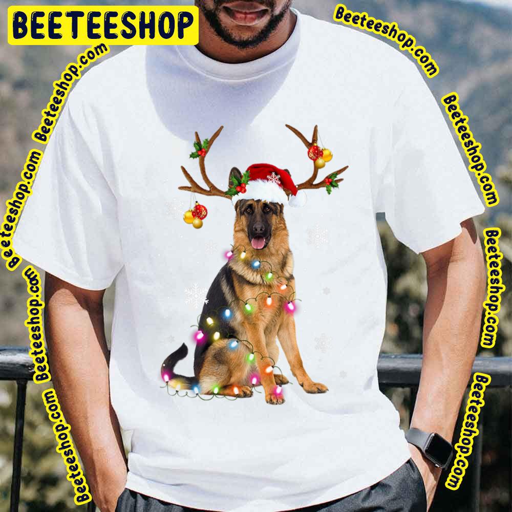 German Shepherd Christmas Reindeer Christmas Lights Pajama Trending Unisex T-Shirt German Shepherd Christmas Reindeer Christmas Lights Pajama Trending Unisex T-Shirt