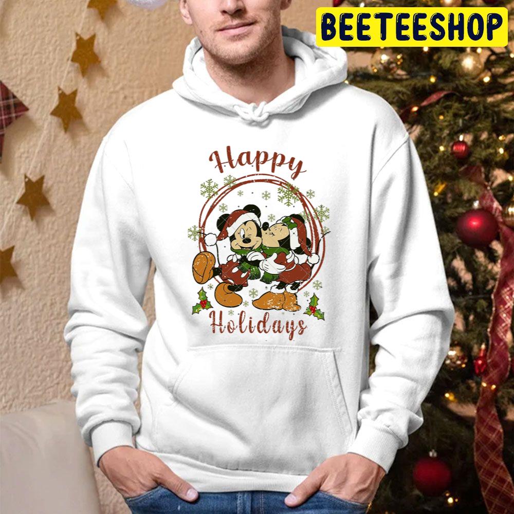 Happy Holidays Mickey Kiss Minnie Christmas Trending Unisex Hoodie Happy Holidays Mickey Kiss Minnie Christmas Trending Unisex Hoodie