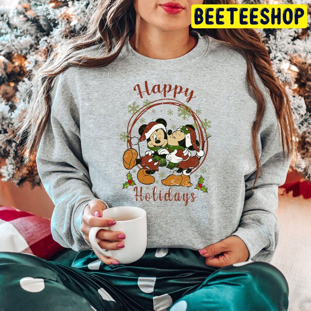 Happy Holidays Mickey Kiss Minnie Christmas Trending Unisex Hoodie Happy Holidays Mickey Kiss Minnie Christmas Trending Unisex Hoodie