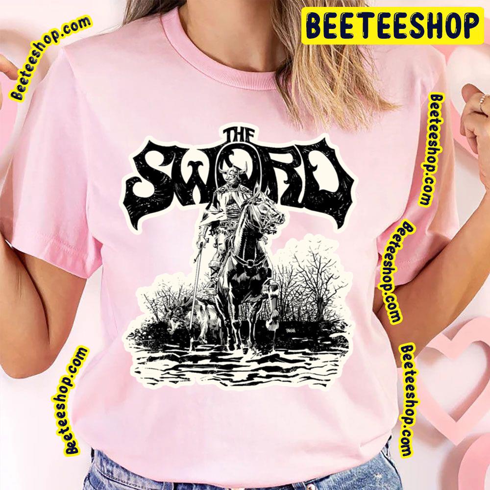 Horse Knight With White Wolf The Sword White And Black Art Trending Unisex T-Shirt Horse Knight With White Wolf The Sword White And Black Art Trending Unisex T-Shirt