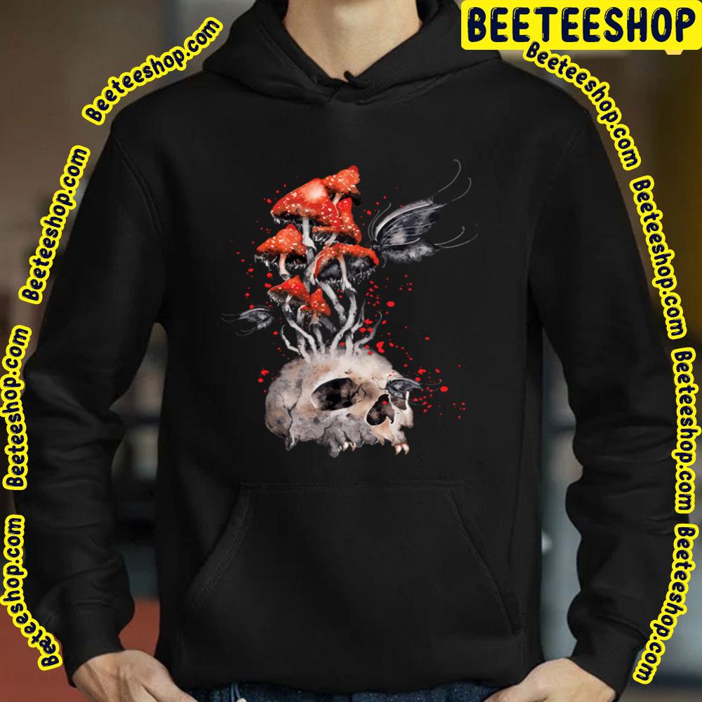 Human Skull With Poisonous Fly Agaric Trending Unisex Sweatshirt Human Skull With Poisonous Fly Agaric Trending Unisex Sweatshirt