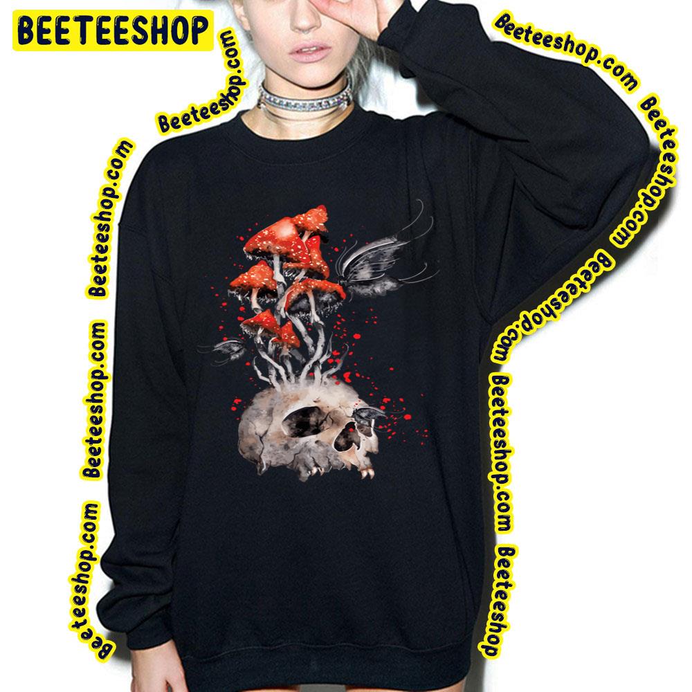 Human Skull With Poisonous Fly Agaric Trending Unisex Sweatshirt Human Skull With Poisonous Fly Agaric Trending Unisex Sweatshirt