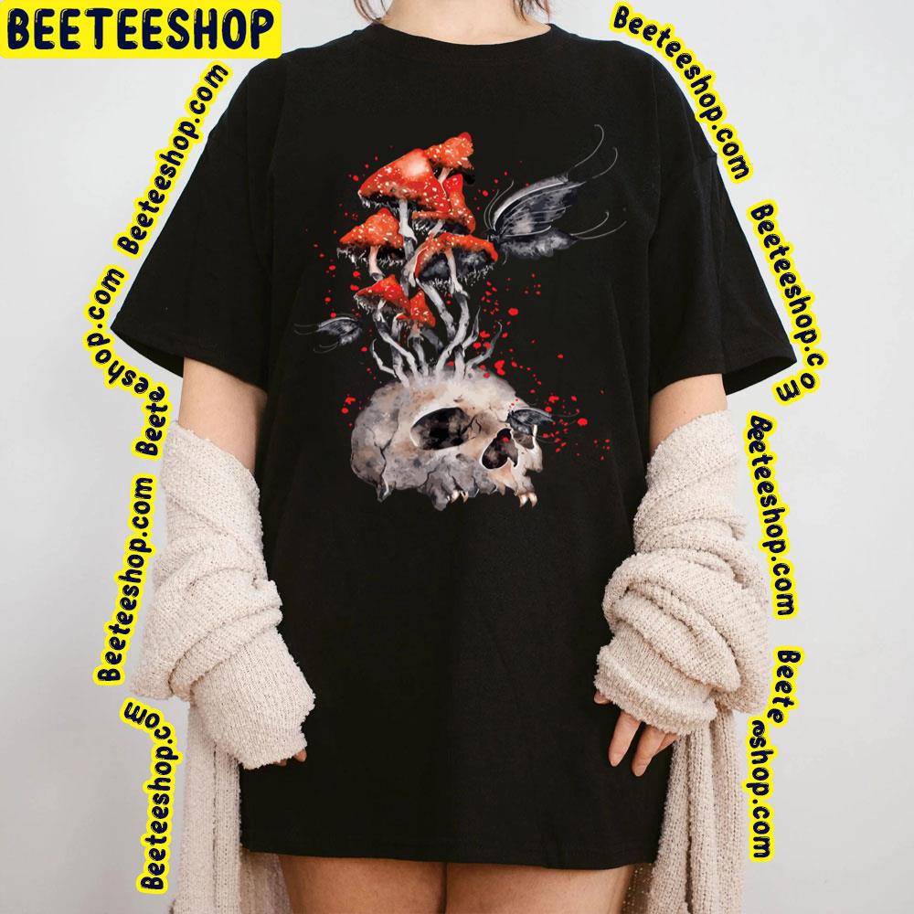 Human Skull With Poisonous Fly Agaric Trending Unisex Sweatshirt Human Skull With Poisonous Fly Agaric Trending Unisex Sweatshirt