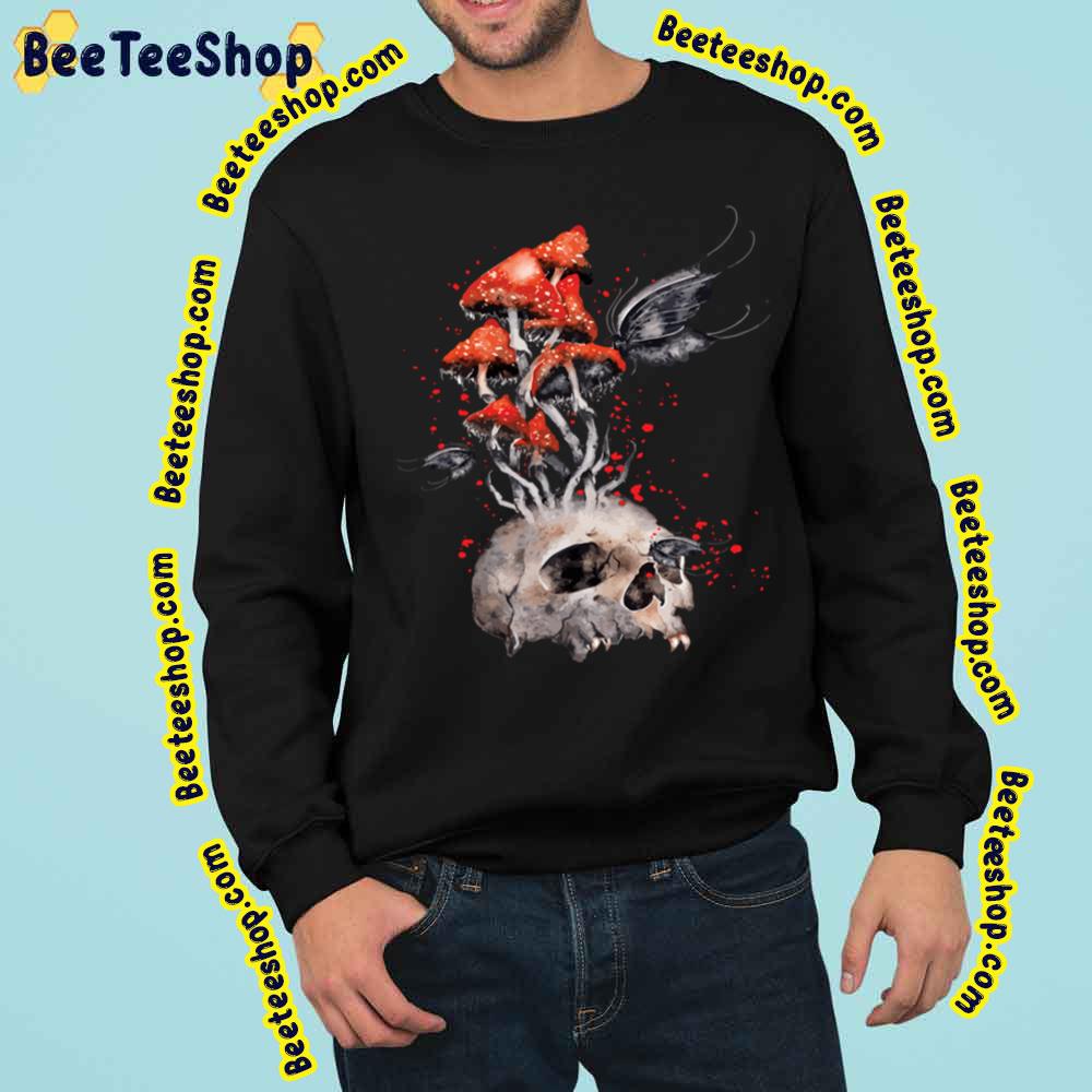 Human Skull With Poisonous Fly Agaric Trending Unisex Sweatshirt Human Skull With Poisonous Fly Agaric Trending Unisex Sweatshirt