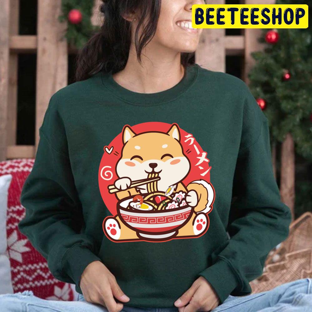Kawaii Shiba Inu Eating Ramen Funny Art Trending Unisex Hoodie Kawaii Shiba Inu Eating Ramen Funny Art Trending Unisex Hoodie