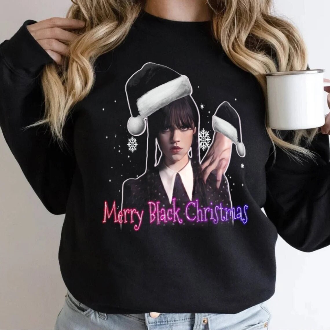 Merry Black Christmas Nevermore Academy Wednesday Tv Series Enid Sinclair Werewolf Nightshade Trending Unisex Shirt Merry Black Christmas Nevermore Academy Wednesday Tv Series Enid Sinclair Werewolf Nightshade Trending Unisex Shirt