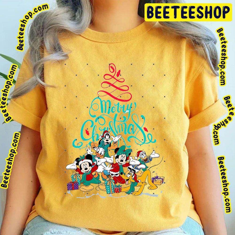 Merry Christmas Mickey Minnie Donald Daisy Goofy Pluto Disney Tree Trending Unisex T-Shirt Merry Christmas Mickey Minnie Donald Daisy Goofy Pluto Disney Tree Trending Unisex T-Shirt