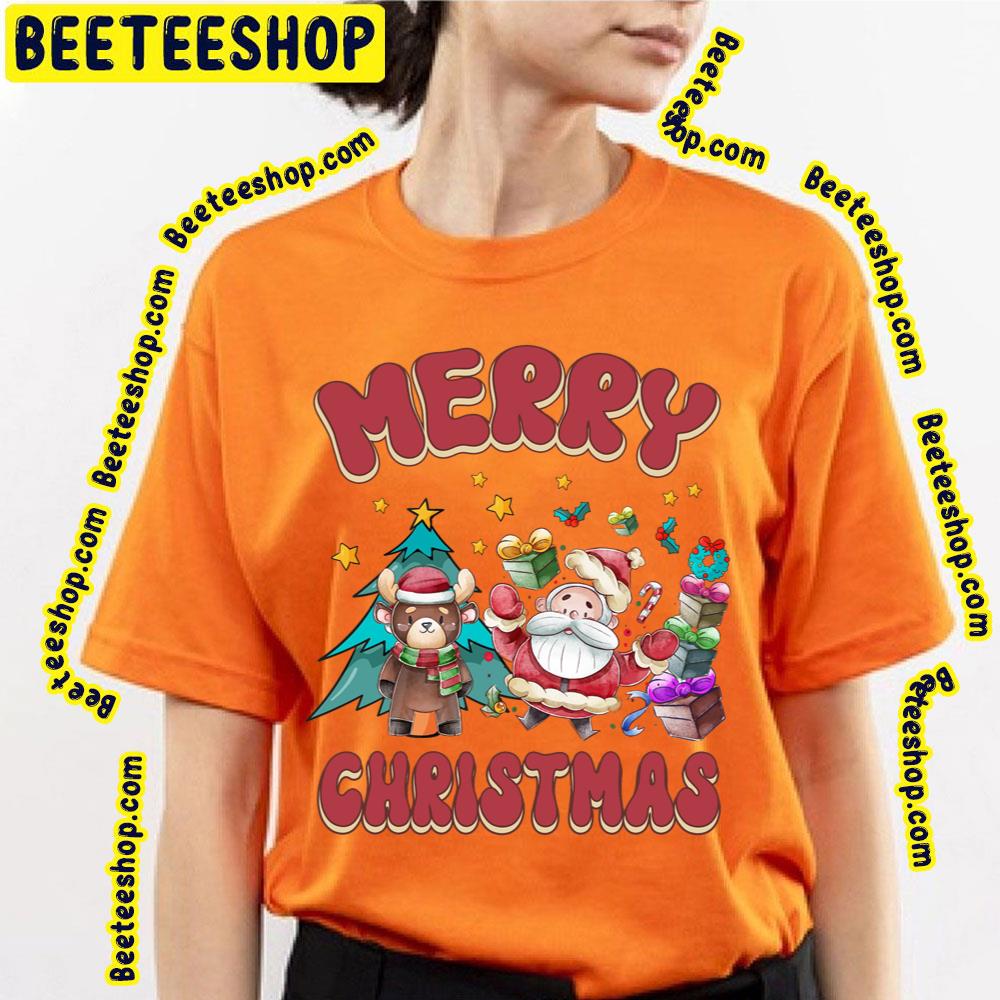 Merry Christmas Santa Deer Trending Unisex T-Shirt Merry Christmas Santa Deer Trending Unisex T-Shirt