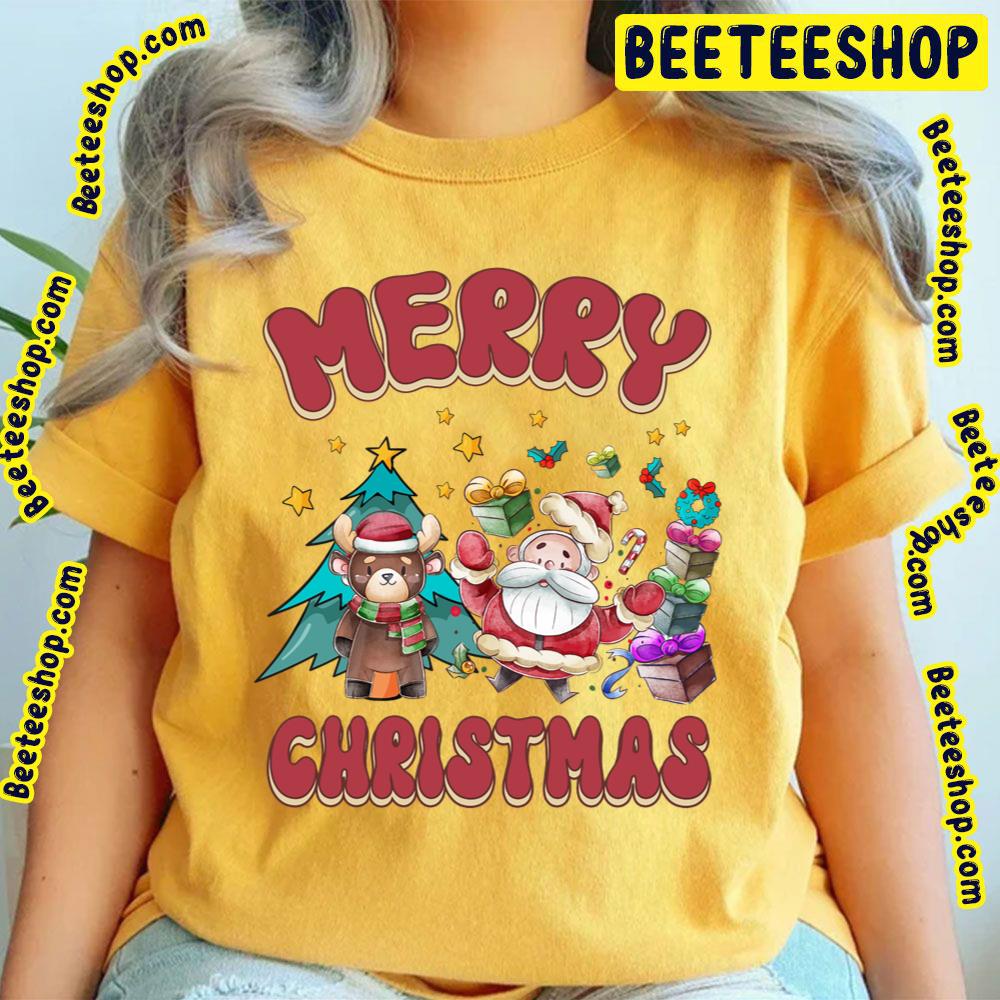 Merry Christmas Santa Deer Trending Unisex T-Shirt Merry Christmas Santa Deer Trending Unisex T-Shirt