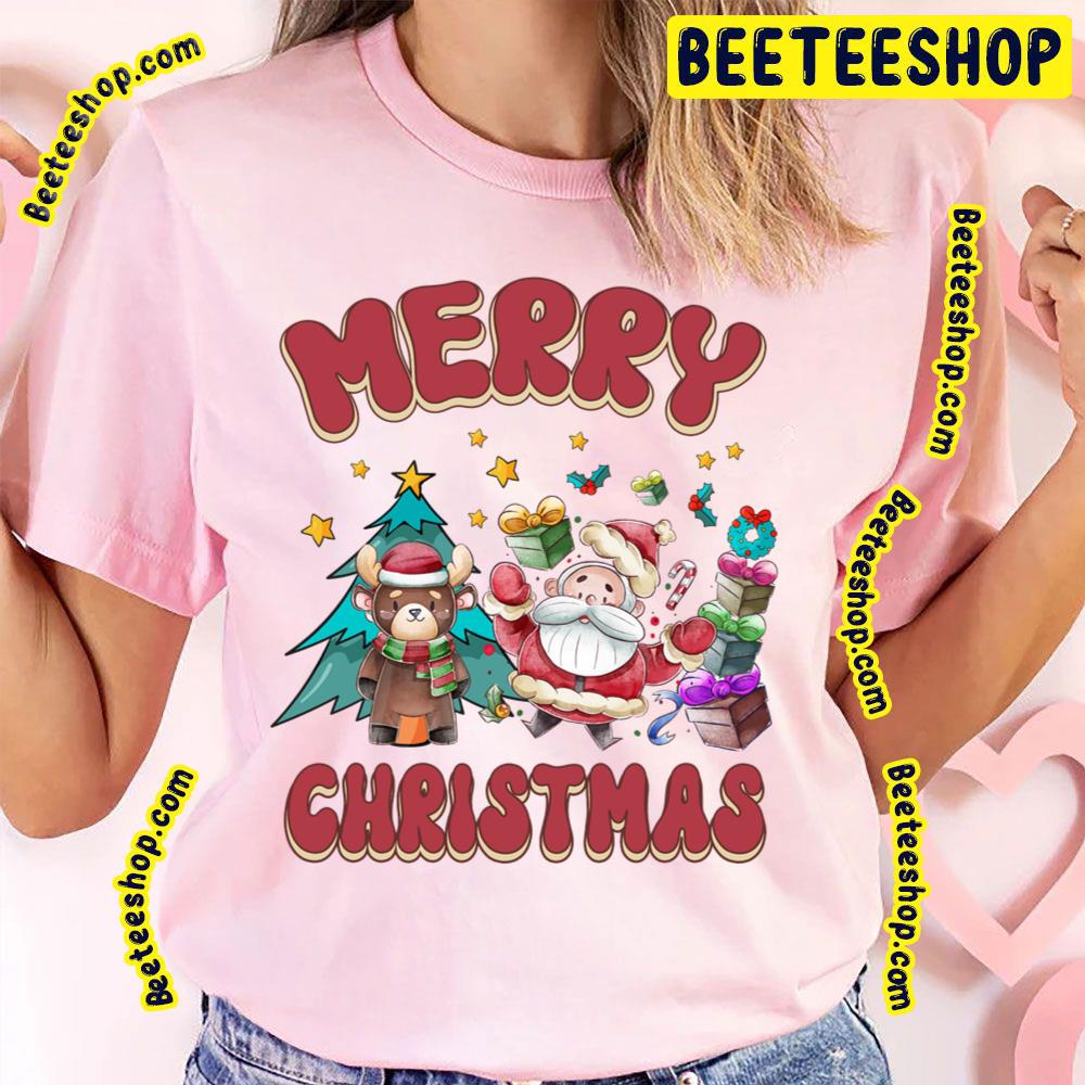 Merry Christmas Santa Deer Trending Unisex T-Shirt Merry Christmas Santa Deer Trending Unisex T-Shirt