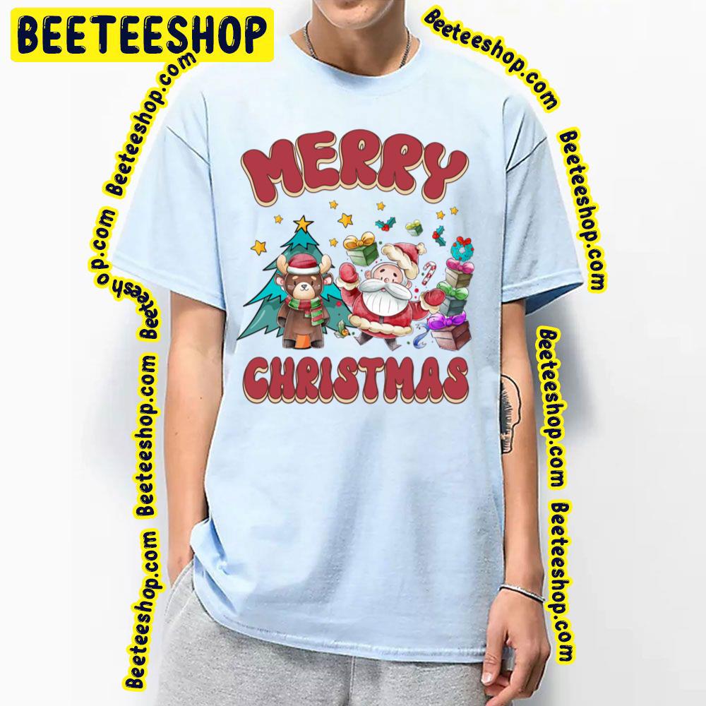 Merry Christmas Santa Deer Trending Unisex T-Shirt Merry Christmas Santa Deer Trending Unisex T-Shirt