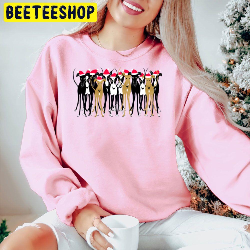 Painting Art Christmas Greyhound Gathering Dog Trending Unisex Hoodie Painting Art Christmas Greyhound Gathering Dog Trending Unisex Hoodie
