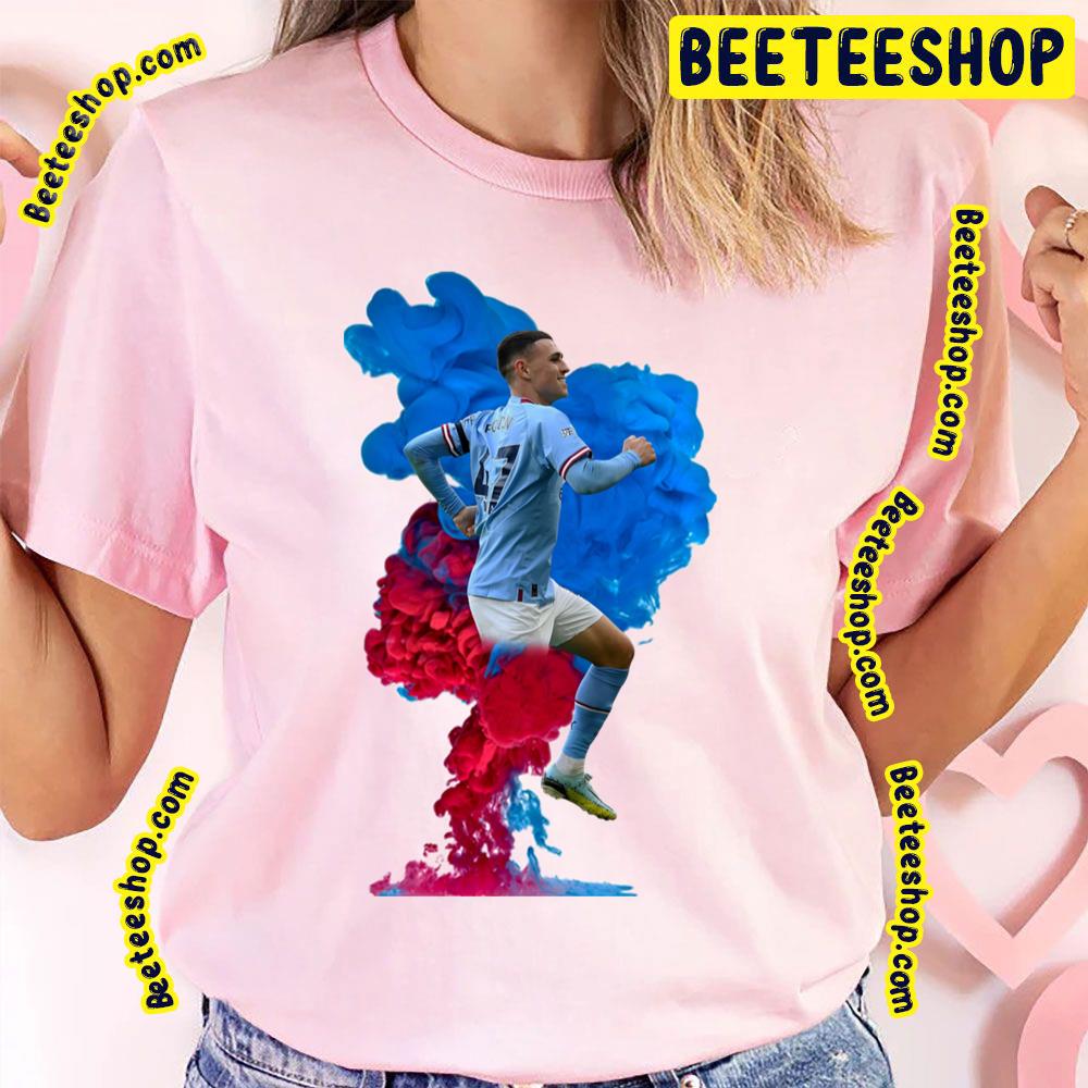 Phil Foden Goal Celebration Red And Blue Smoke Manchester City Artwork Trending Unisex T-Shirt Phil Foden Goal Celebration Red And Blue Smoke Manchester City Artwork Trending Unisex T-Shirt