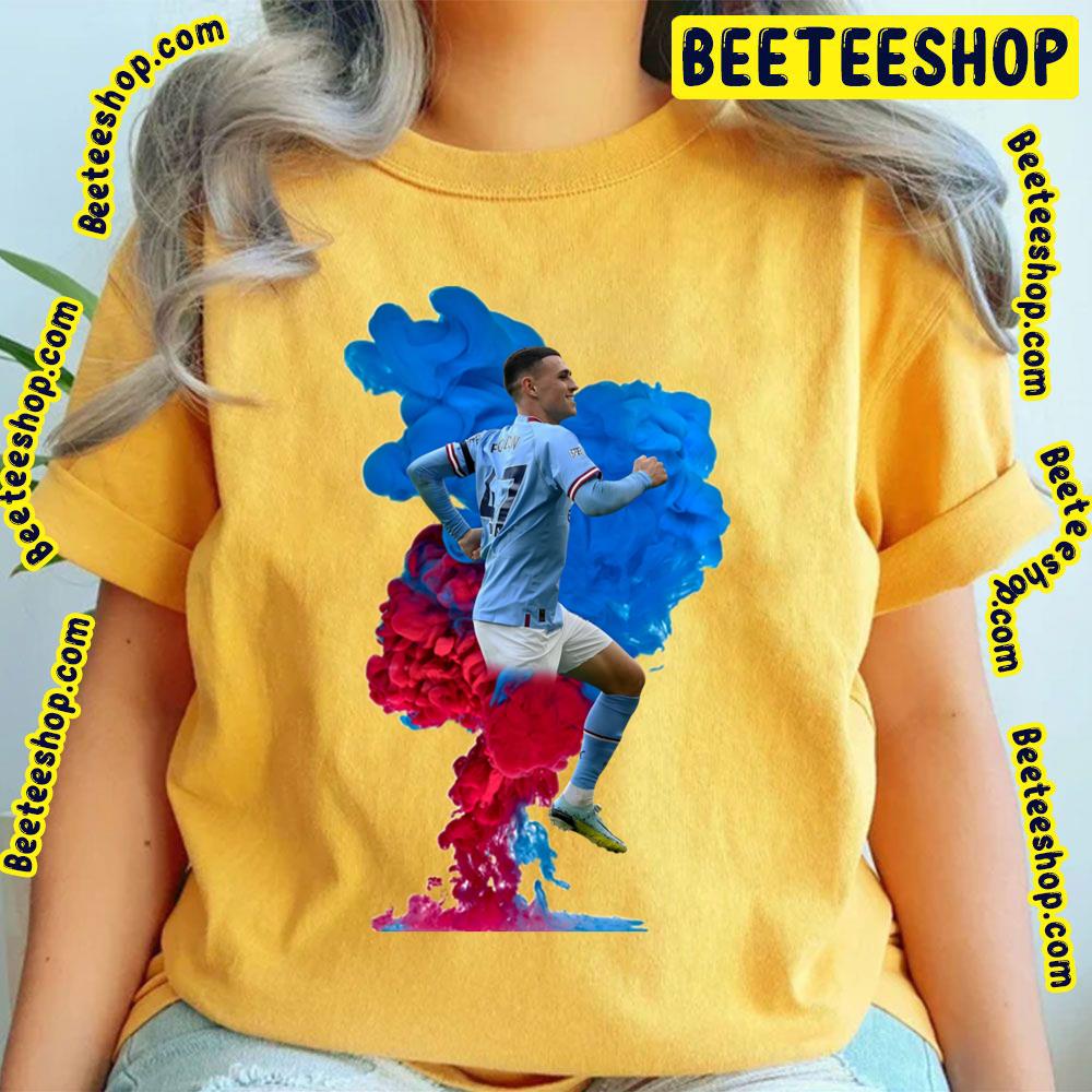 Phil Foden Goal Celebration Red And Blue Smoke Manchester City Artwork Trending Unisex T-Shirt Phil Foden Goal Celebration Red And Blue Smoke Manchester City Artwork Trending Unisex T-Shirt