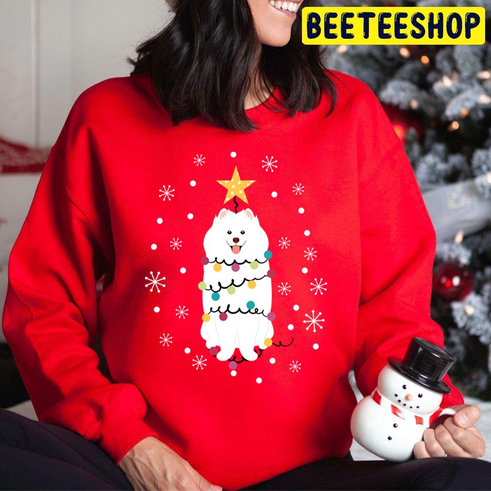 Samoyed Dog Christmas Tree Funny Kawaii Trending Unisex Hoodie Samoyed Dog Christmas Tree Funny Kawaii Trending Unisex Hoodie