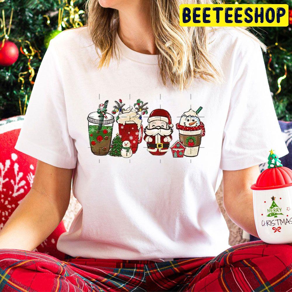 Santa And Snowman Christmas Coffee Latte Trending Unisex Hoodie Santa And Snowman Christmas Coffee Latte Trending Unisex Hoodie