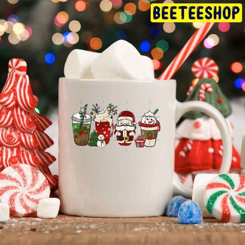 Santa And Snowman Christmas Coffee Latte Trending Unisex Hoodie Santa And Snowman Christmas Coffee Latte Trending Unisex Hoodie