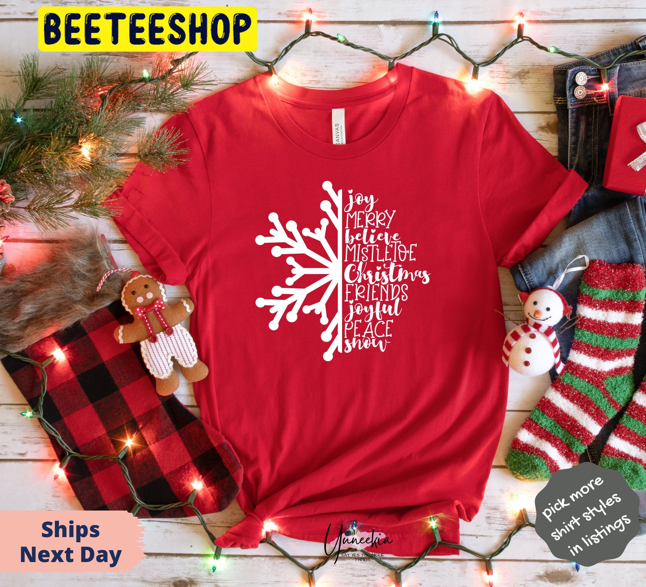 Snowflake Red Custom Christmas Party Personalized Family Trending Unisex Shirt Snowflake Red Custom Christmas Party Personalized Family Trending Unisex Shirt