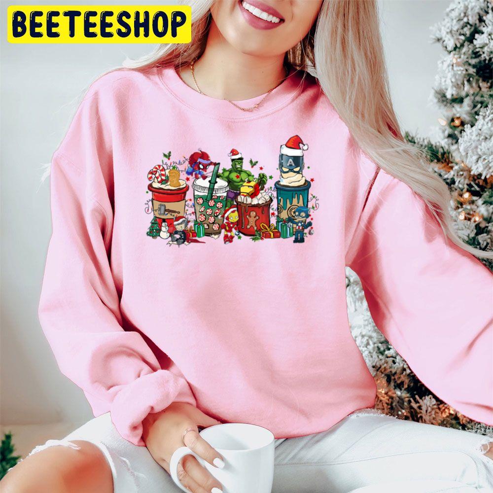 Spiderman Hulk Iron Man Captain America Avengers Coffee Cup Christmas Trending Unisex Hoodie Spiderman Hulk Iron Man Captain America Avengers Coffee Cup Christmas Trending Unisex Hoodie