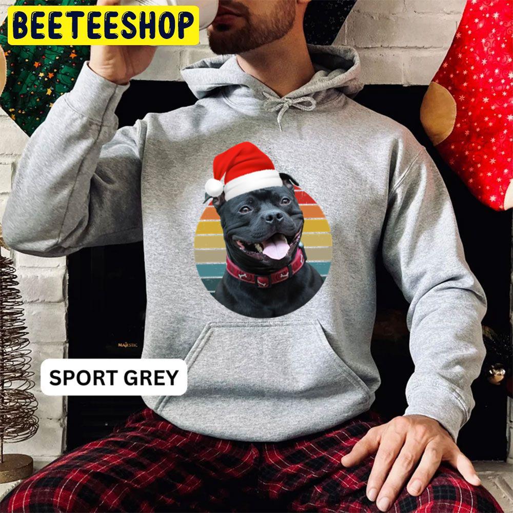 Staffie Dog Wearing Santa Hat Vintage Christmas Staffy Dog Trending Unisex Hoodie Staffie Dog Wearing Santa Hat Vintage Christmas Staffy Dog Trending Unisex Hoodie