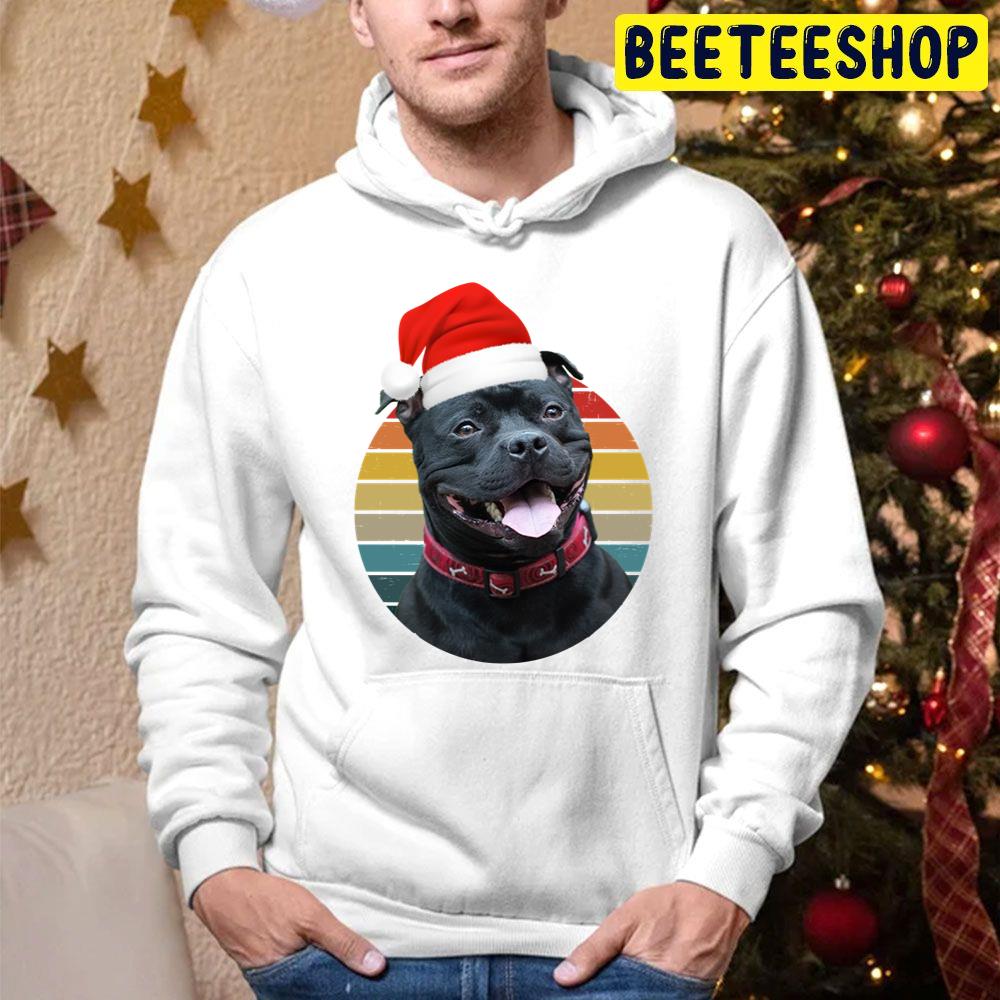 Staffie Dog Wearing Santa Hat Vintage Christmas Staffy Dog Trending Unisex Hoodie Staffie Dog Wearing Santa Hat Vintage Christmas Staffy Dog Trending Unisex Hoodie