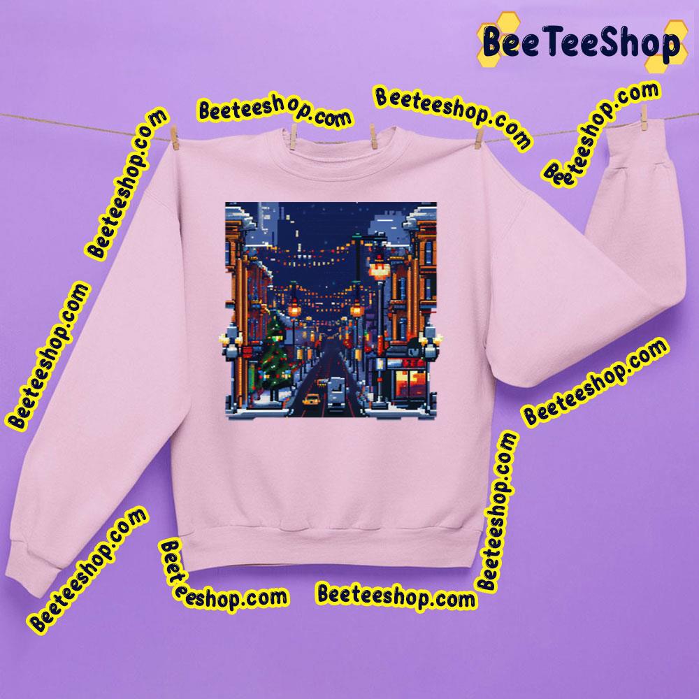 Street In Christmas Decoration 2d Art Trending Unisex Sweatshirt Street In Christmas Decoration 2d Art Trending Unisex Sweatshirt