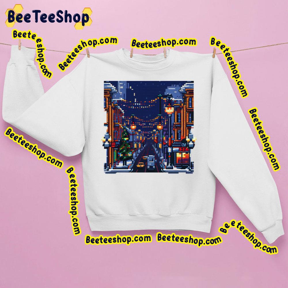 Street In Christmas Decoration 2d Art Trending Unisex Sweatshirt Street In Christmas Decoration 2d Art Trending Unisex Sweatshirt