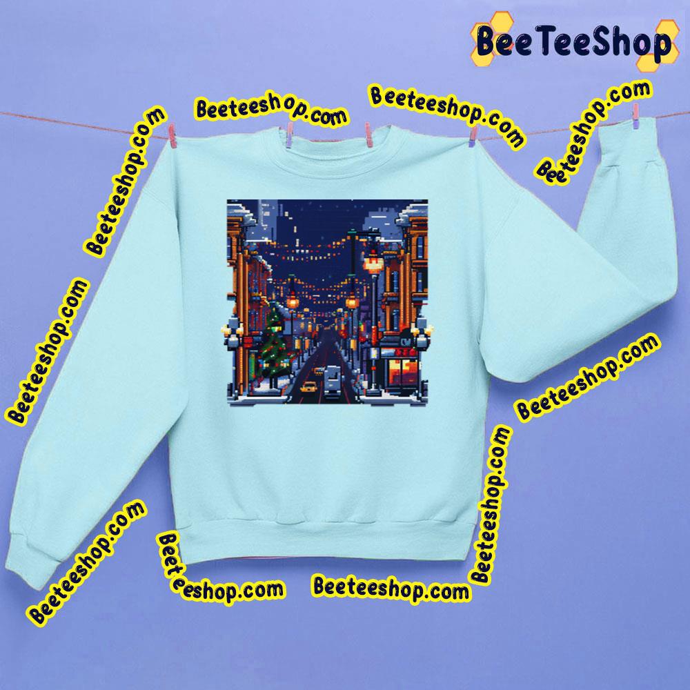 Street In Christmas Decoration 2d Art Trending Unisex Sweatshirt Street In Christmas Decoration 2d Art Trending Unisex Sweatshirt