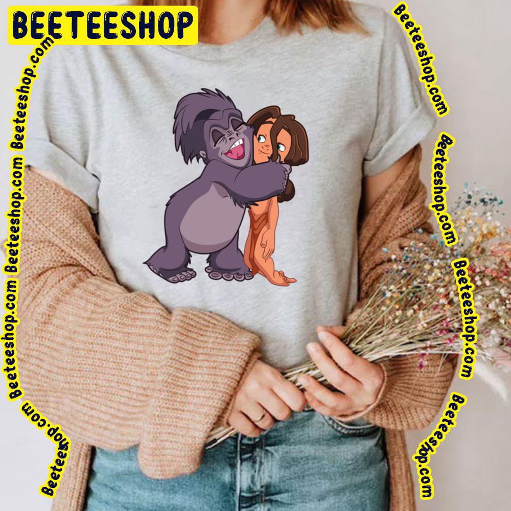 Tarzan And Terk Hugs Funny Art For Fans Trending Unisex T-Shirt Tarzan And Terk Hugs Funny Art For Fans Trending Unisex T-Shirt