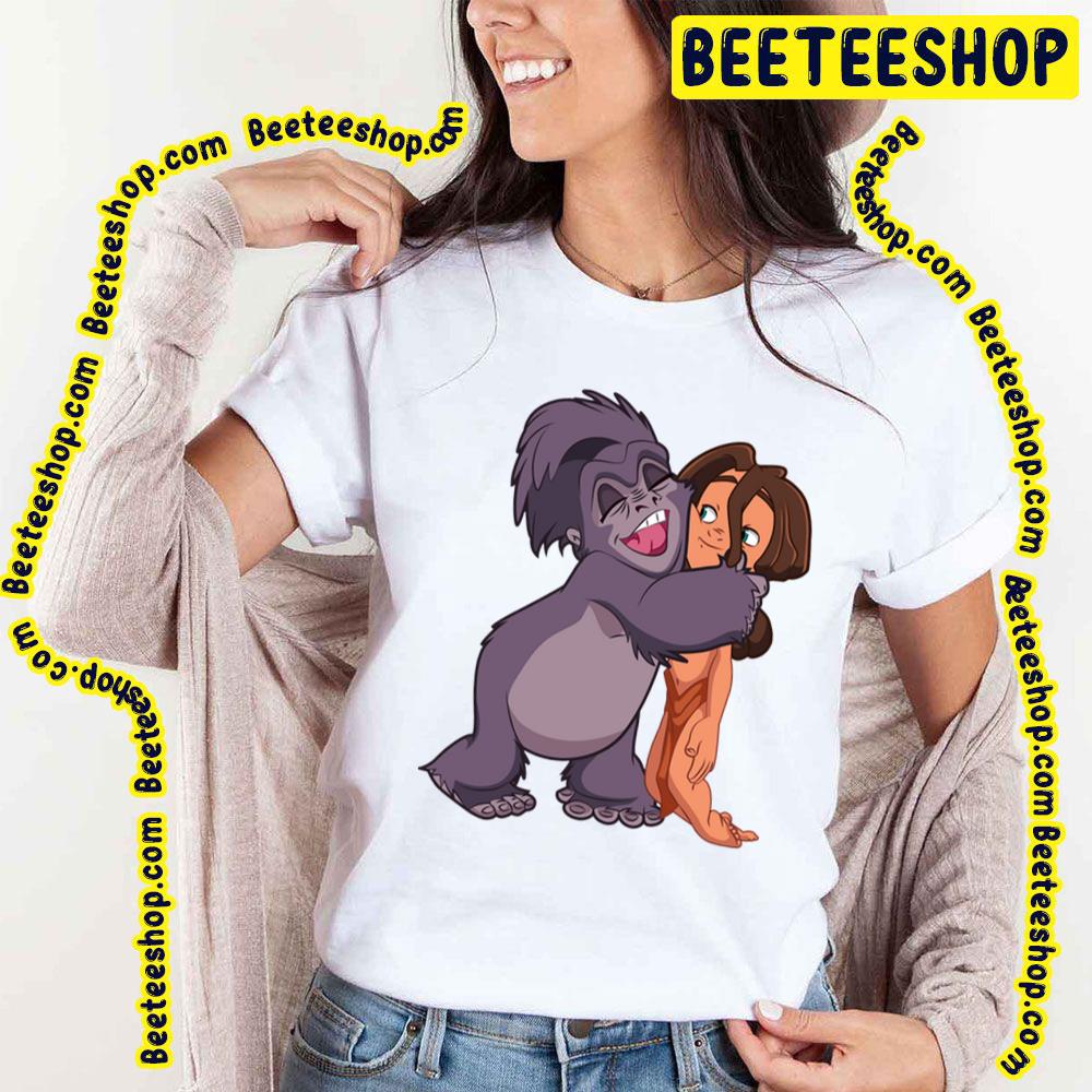 Tarzan And Terk Hugs Funny Art For Fans Trending Unisex T-Shirt Tarzan And Terk Hugs Funny Art For Fans Trending Unisex T-Shirt