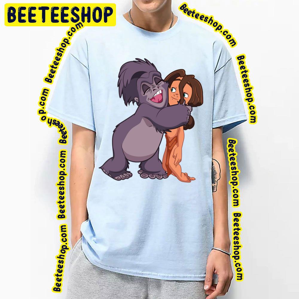 Tarzan And Terk Hugs Funny Art For Fans Trending Unisex T-Shirt Tarzan And Terk Hugs Funny Art For Fans Trending Unisex T-Shirt