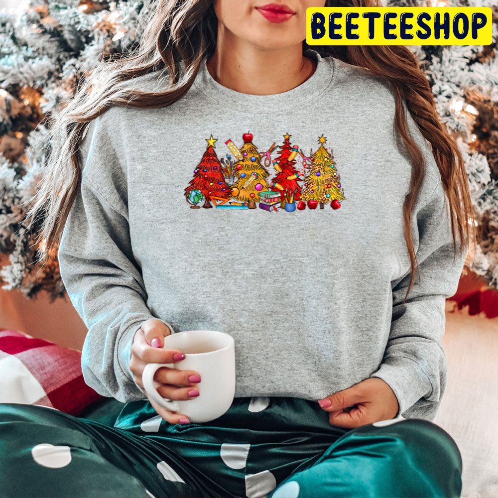 Teacher Christmas Trees Trending Unisex Hoodie Teacher Christmas Trees Trending Unisex Hoodie