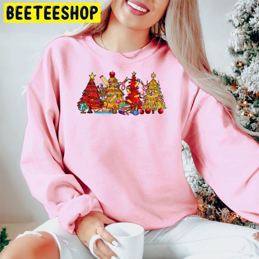 Teacher Christmas Trees Trending Unisex Hoodie Teacher Christmas Trees Trending Unisex Hoodie