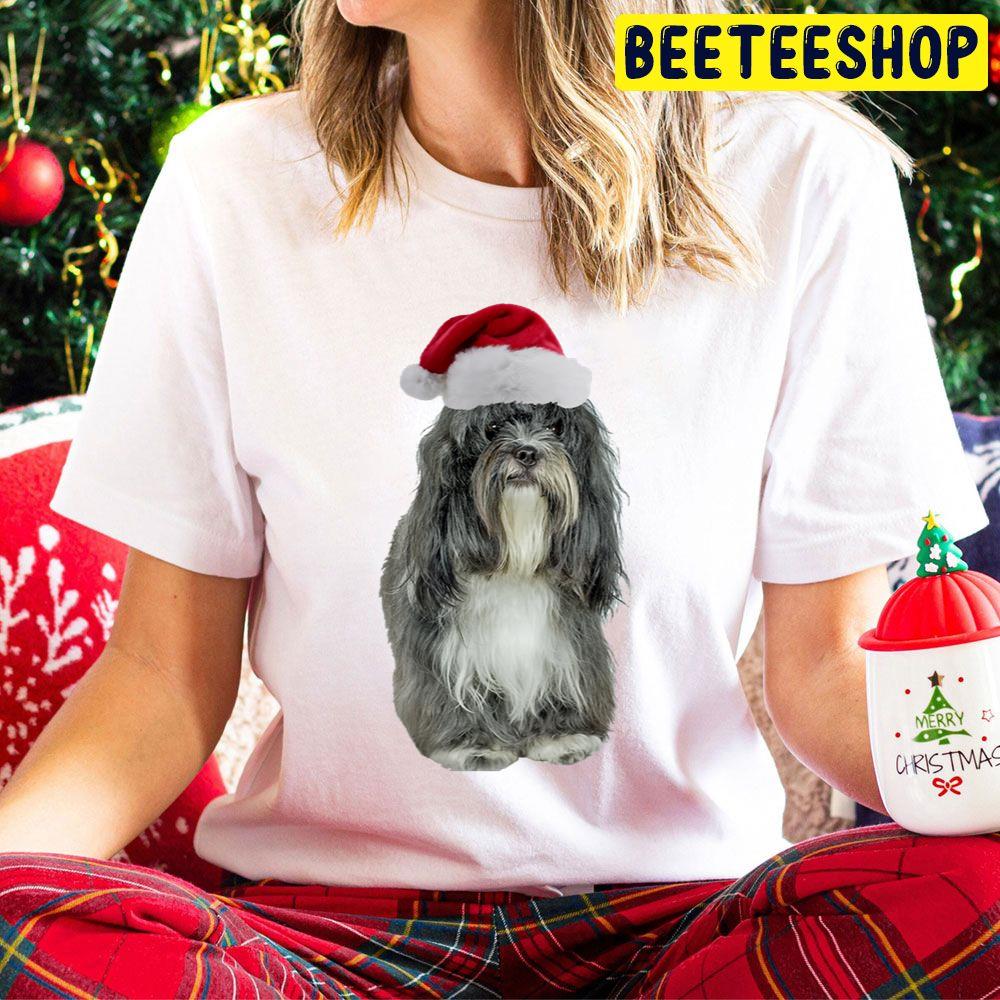 Tibetan Terrier Christmas Funny Art With Santa Hat Trending Unisex Hoodie Tibetan Terrier Christmas Funny Art With Santa Hat Trending Unisex Hoodie