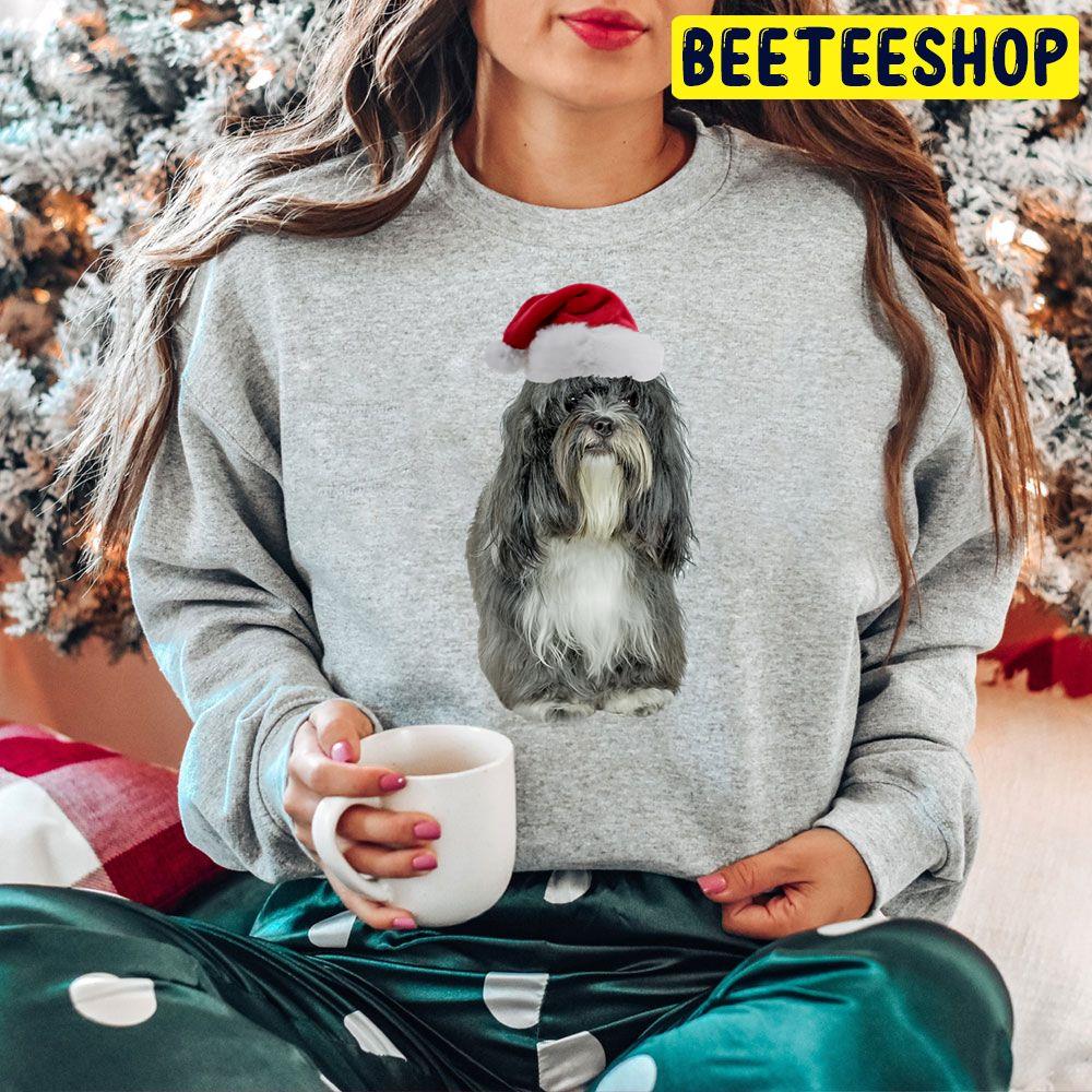 Tibetan Terrier Christmas Funny Art With Santa Hat Trending Unisex Hoodie Tibetan Terrier Christmas Funny Art With Santa Hat Trending Unisex Hoodie