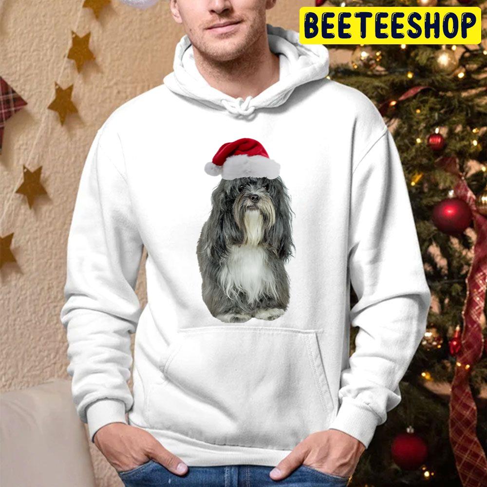 Tibetan Terrier Christmas Funny Art With Santa Hat Trending Unisex Hoodie Tibetan Terrier Christmas Funny Art With Santa Hat Trending Unisex Hoodie