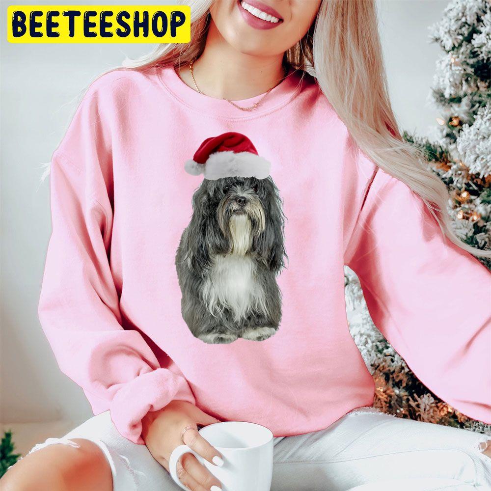 Tibetan Terrier Christmas Funny Art With Santa Hat Trending Unisex Hoodie Tibetan Terrier Christmas Funny Art With Santa Hat Trending Unisex Hoodie