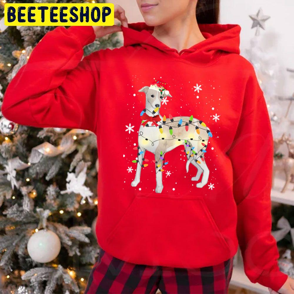 Whippet Dog Christmas Light Xmas Chibi Art Trending Unisex Hoodie Whippet Dog Christmas Light Xmas Chibi Art Trending Unisex Hoodie