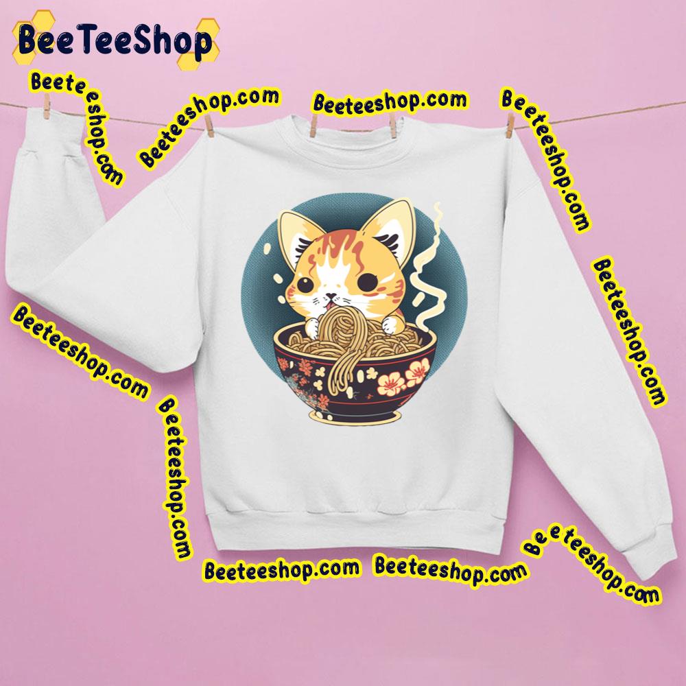 Cat Eating Spaghetti Japan Art Trending Unisex Sweatshirt Cat Eating Spaghetti Japan Art Trending Unisex Sweatshirt