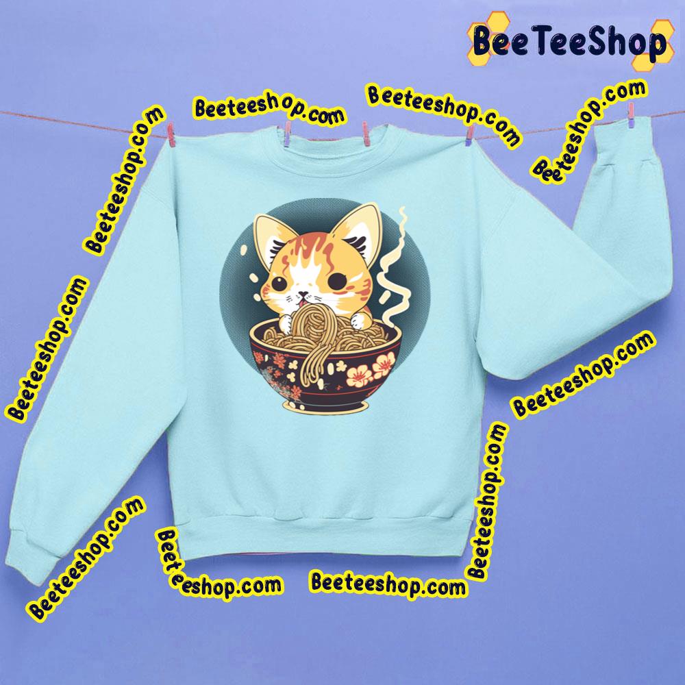 Cat Eating Spaghetti Japan Art Trending Unisex Sweatshirt Cat Eating Spaghetti Japan Art Trending Unisex Sweatshirt