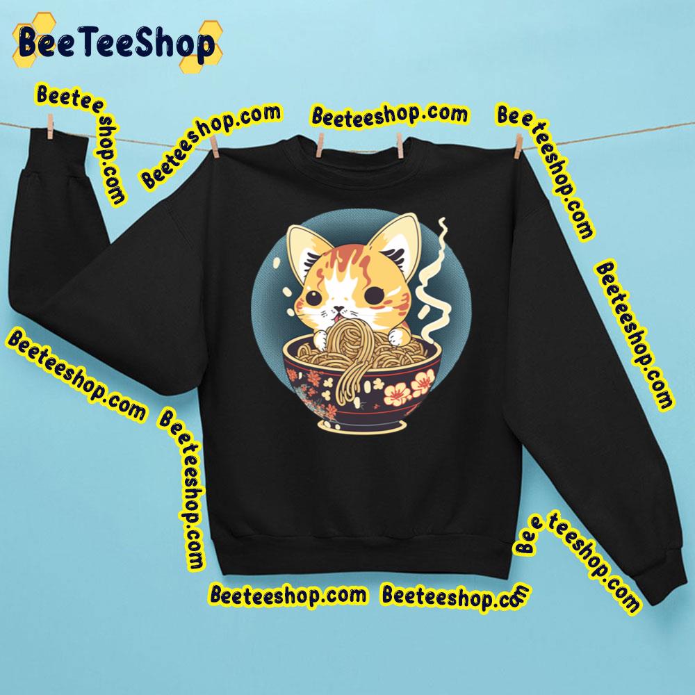 Cat Eating Spaghetti Japan Art Trending Unisex Sweatshirt Cat Eating Spaghetti Japan Art Trending Unisex Sweatshirt