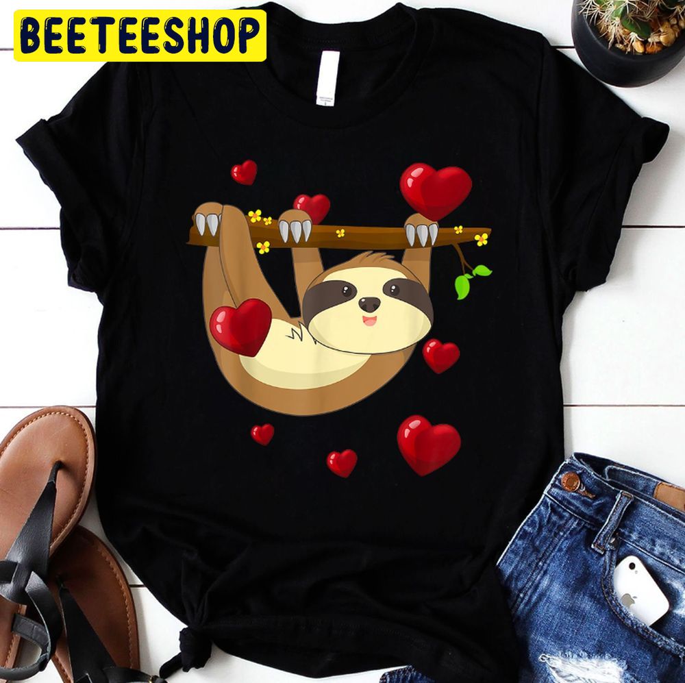 Cute Lazy Sloth Valentines Day Love Heart Trending Unisex Shirt Cute Lazy Sloth Valentines Day Love Heart Trending Unisex Shirt
